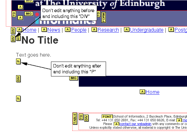 Screen shot showing what not to edit