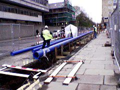 Diverting the high-pressure water main.