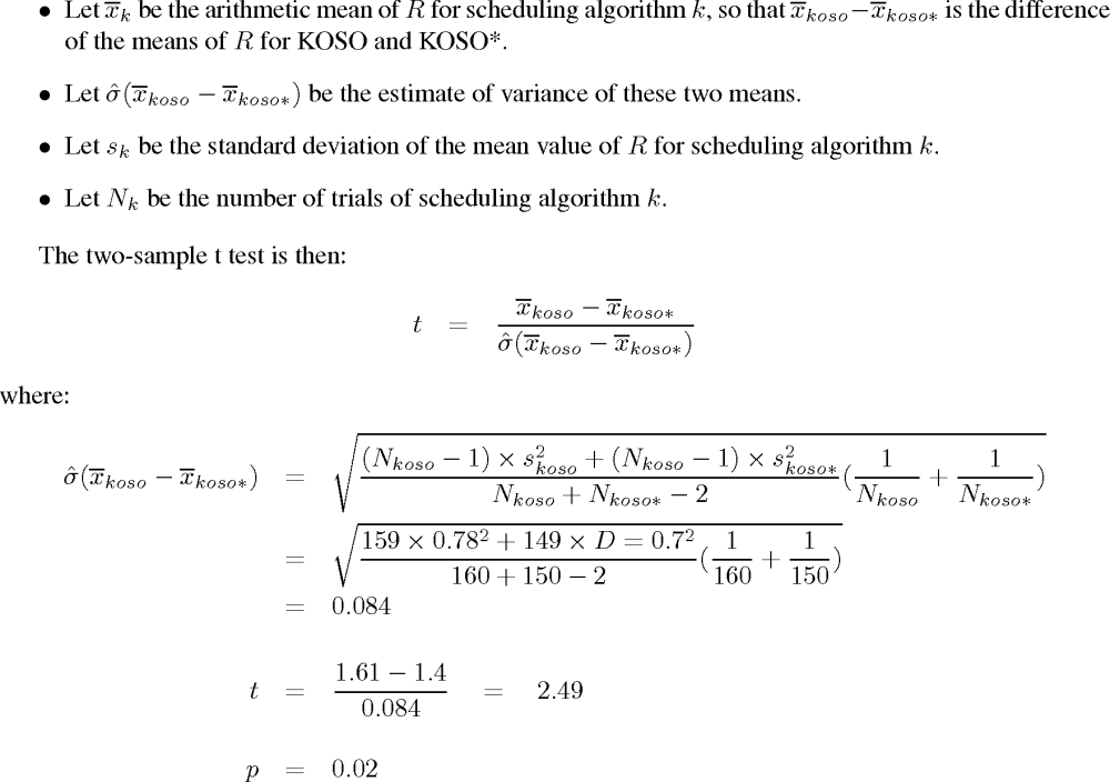 the calculation of t